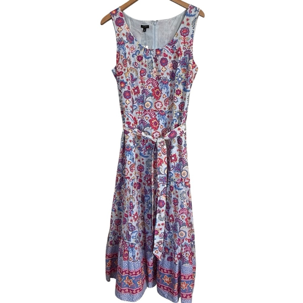 NWT Talbots Charming Floral Belted Voile Mazi Dress size 12 cotton, lined - Picture 2 of 15